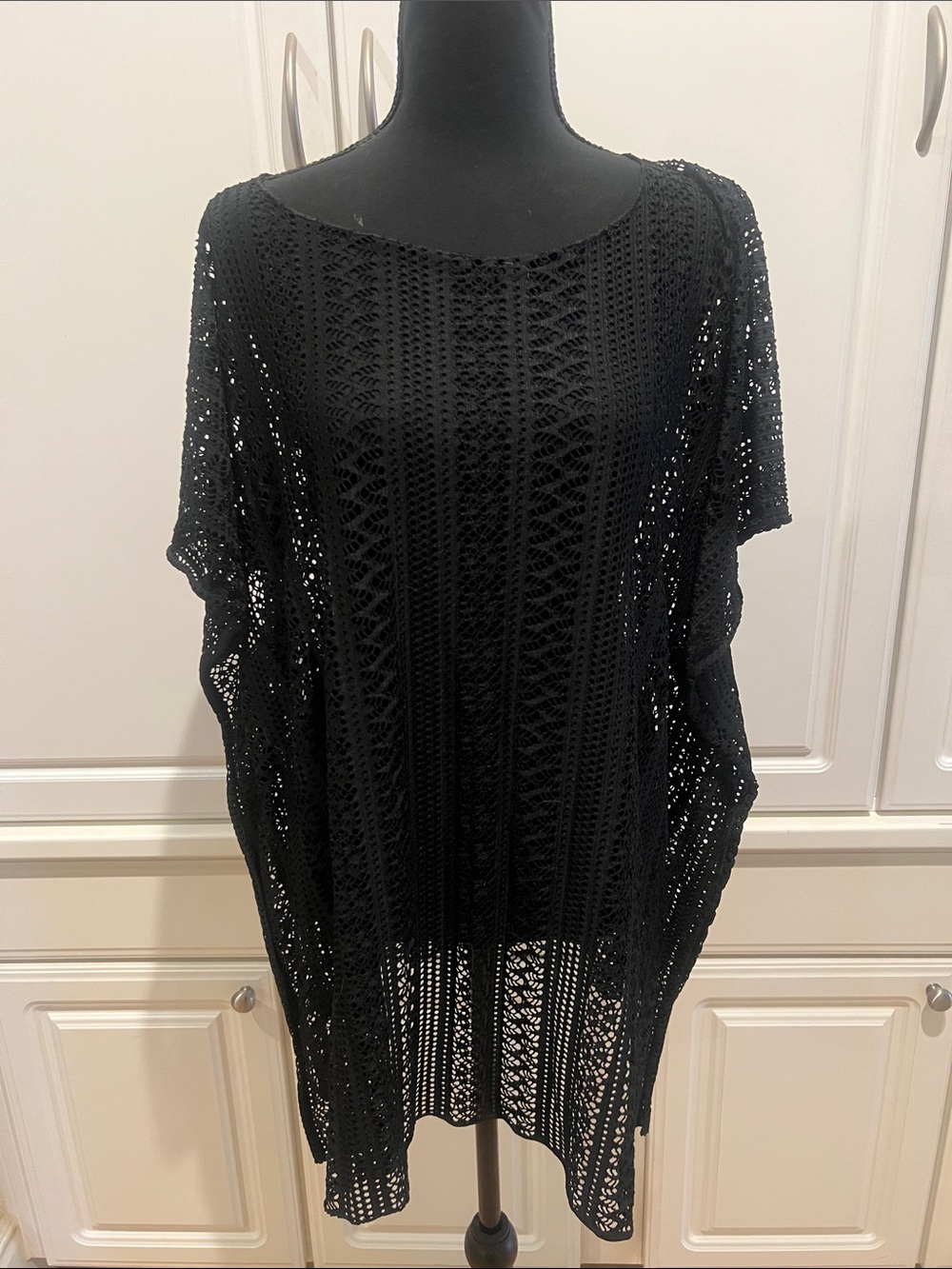 Black Crochet Swim Cover-Up Tunic